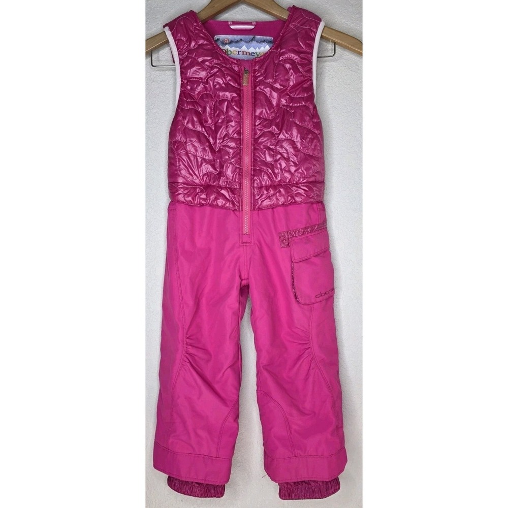 OBERMEYER SNOWBOARD SNOW Ski PANTS WARM PINK FLEECE GIRLS 4 Winter Suit Adjust